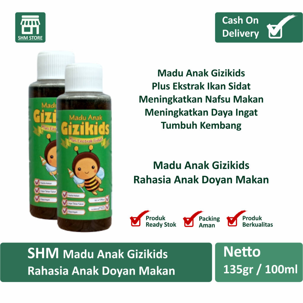 

SHM Madu anak GIZIKIDS / Nafsu Makan / Kecerdasan / Kekebalan Tubuh / Alternatif Gizidat