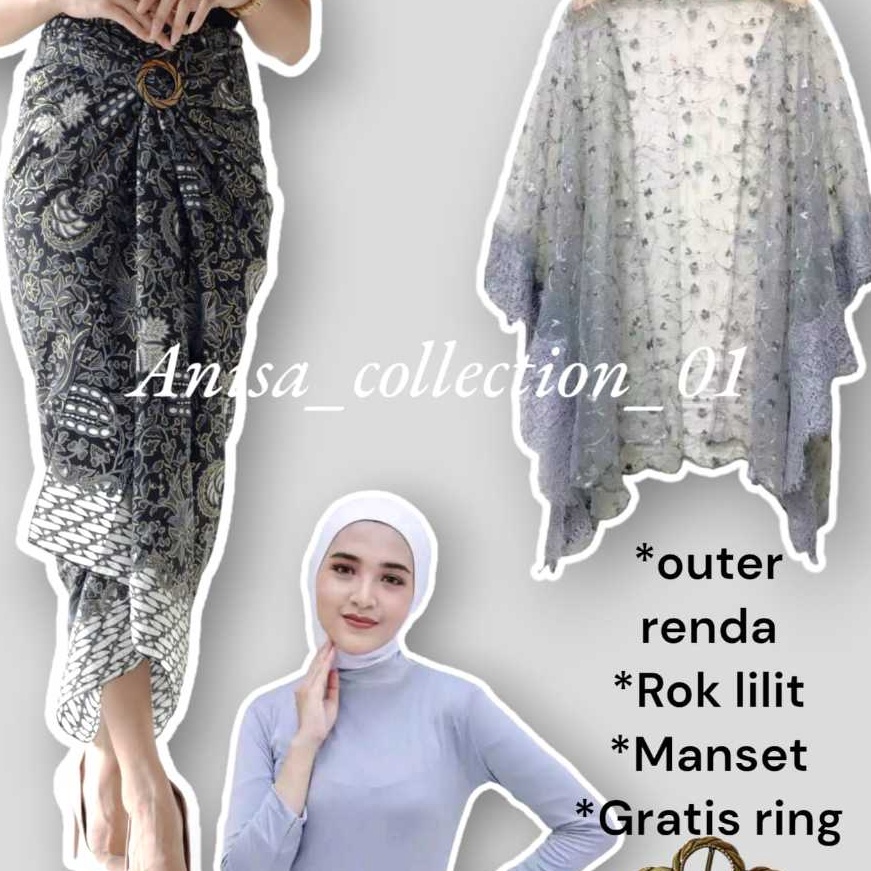 KP8 Outfit Atasan Fashion Satu Set Outer brokat cape Brokat Crop Kondangan Brokat seragam Bridesmaid