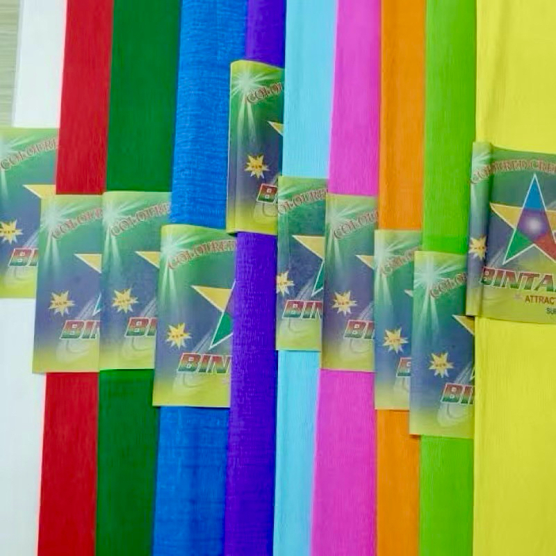 

Kertas Crepe / Krep Crepe Paper Warna merk Bintang uk. 60 x 110 cm
