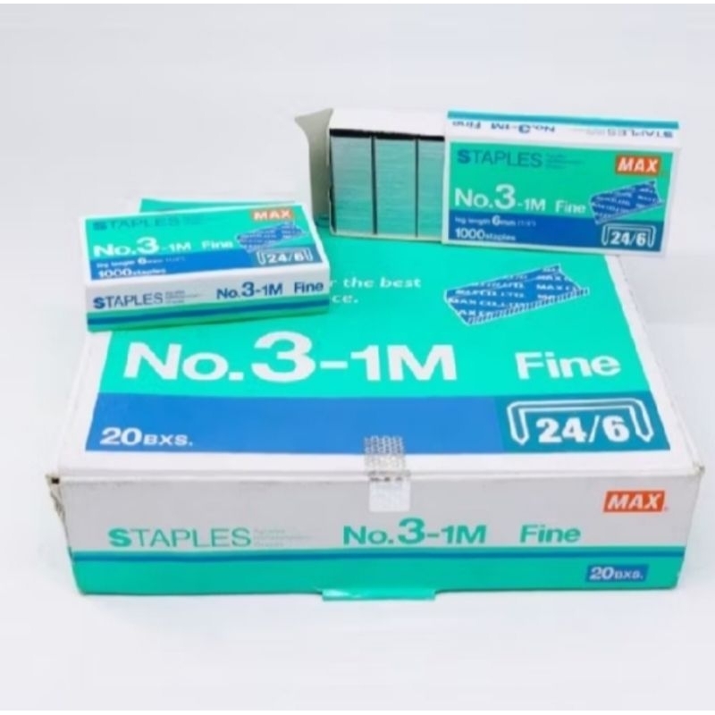 

ISI STAPLES BESAR MAX NO 3 ORIGINAL - ISI MAX NO 3 (1Box isi 20 Pak)