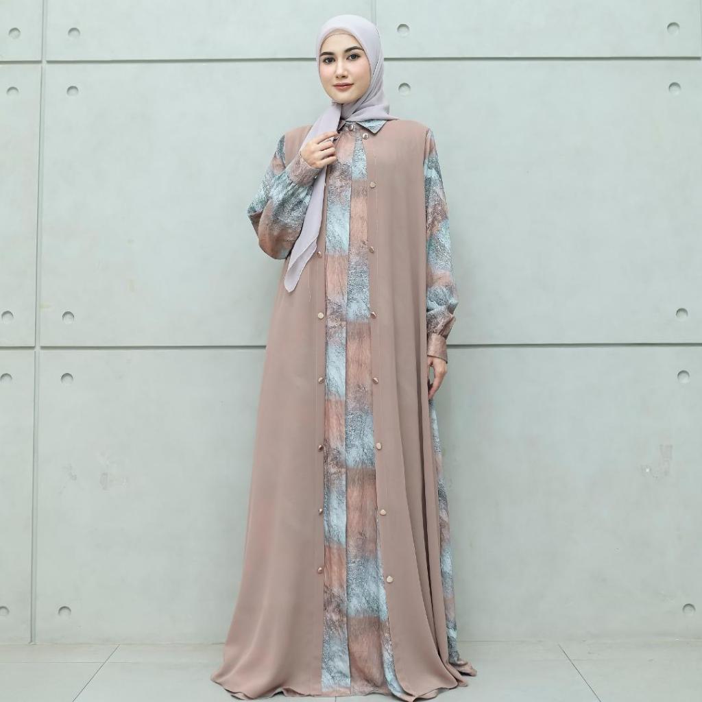 Aisyalina Id Angeline Dress Series 2 Tanpa Hijab Bahan Linen Crespo Kombinasi Ceruty Armany Baby Dol