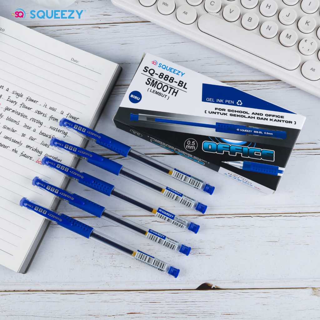 

PACK pulpen squeezy BIRU gel ujung jarum, pulpen gel 0.5 murah