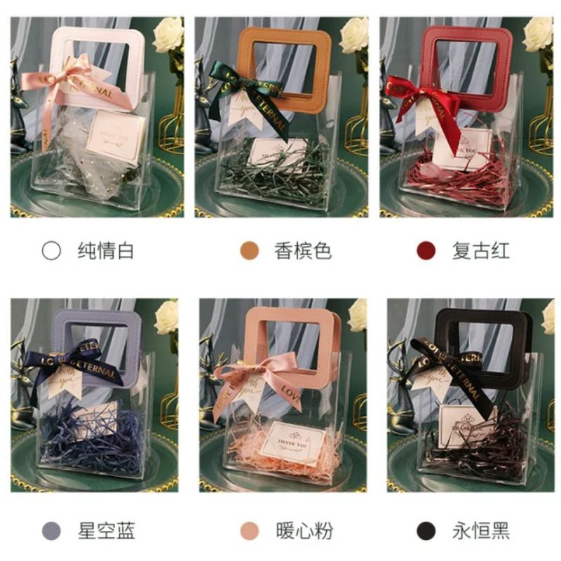 [ Grosir Per 10 Pcs ] Tas Mika Pvc Clear Bening Tas Hampers Ulang Tahun Lebaran Imlek Natal Premium