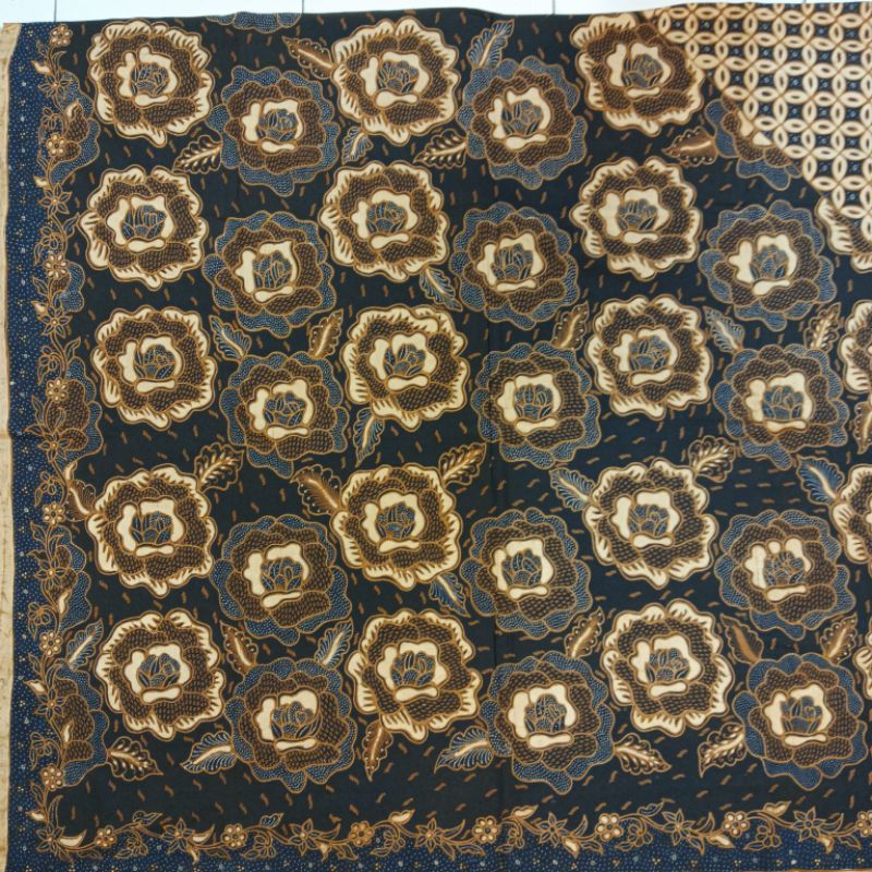 Kain batik full tulis motif pagi sore bunga mawar kawung kecil warna soga alam batik asli tulis manu