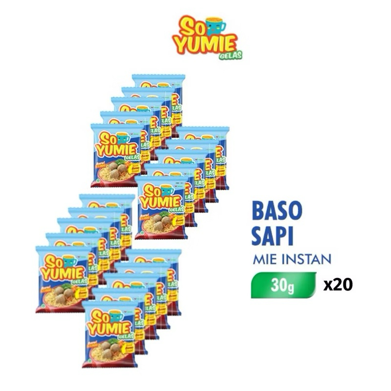 

So Yumie Mie Gelas Baso Sapi 30 gr isi 10 pcs x2