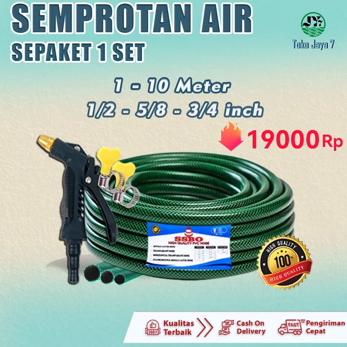 Lagi Bagus SEPAKET SEMPROTAN SELANG AIR 12 58 34 INCH 1 METERSELANG AIR HIJAU ANTI LUMUT TEBAL 2 MM 