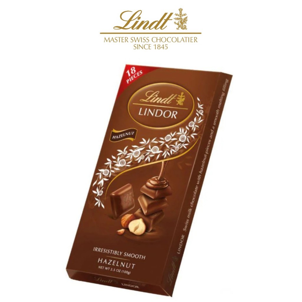 

LINDT LINDOR MILK HAZELNUT 100gr Chocolate Original coklat