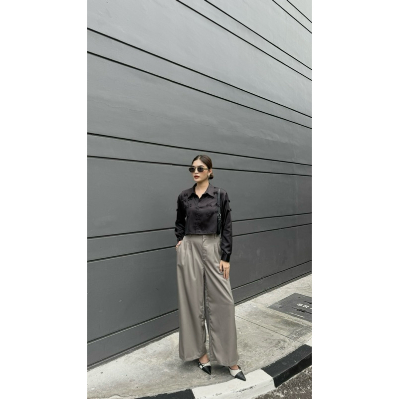 GBASIC 302 - Satin Crop Coquette Shirt | Kemeja Satin Pita Crop