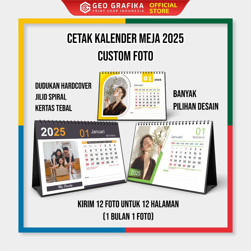 

Kalender Duduk Kalender Meja Custom Foto Sendiri Hardcover Jilid Spiral