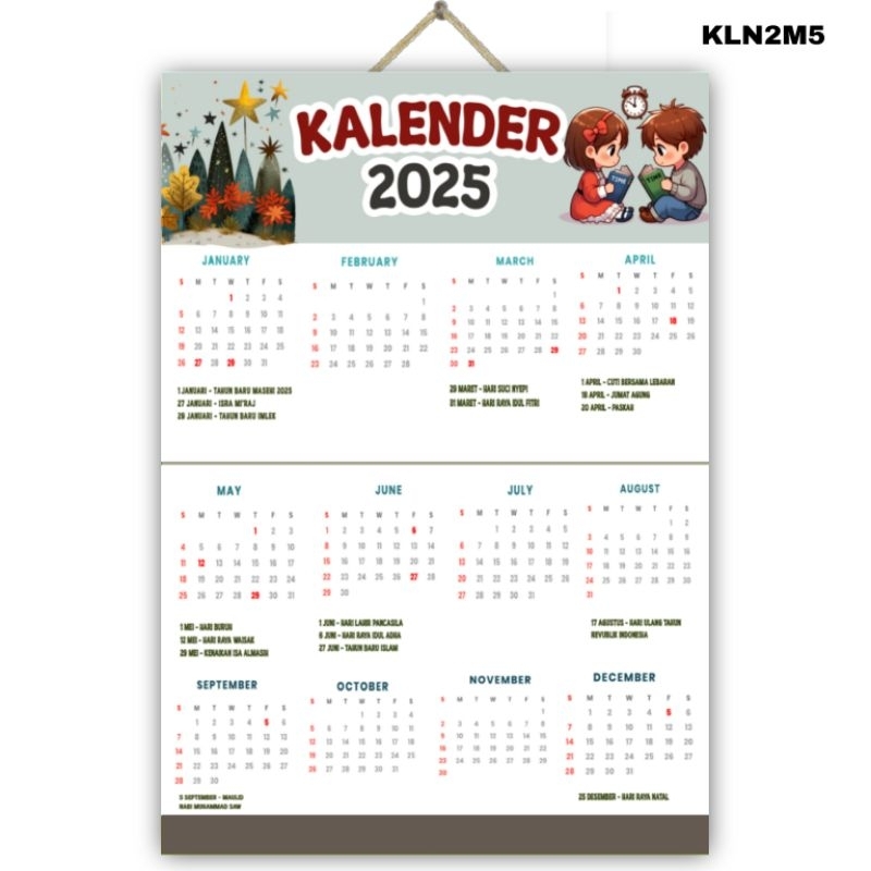 

Hiasan dinding KALENDER TAHUN 2025 ukuran A3 (40x30 cm) Dekorasi tahun baru kalender dinding kalender gantung