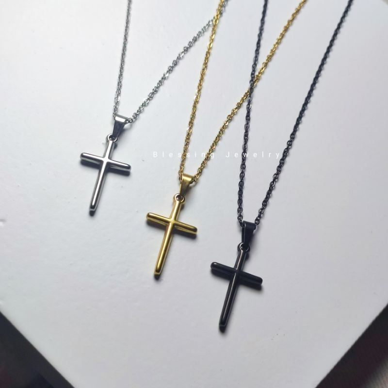 Kalung Salib Wanita Rantai Nuri Silver