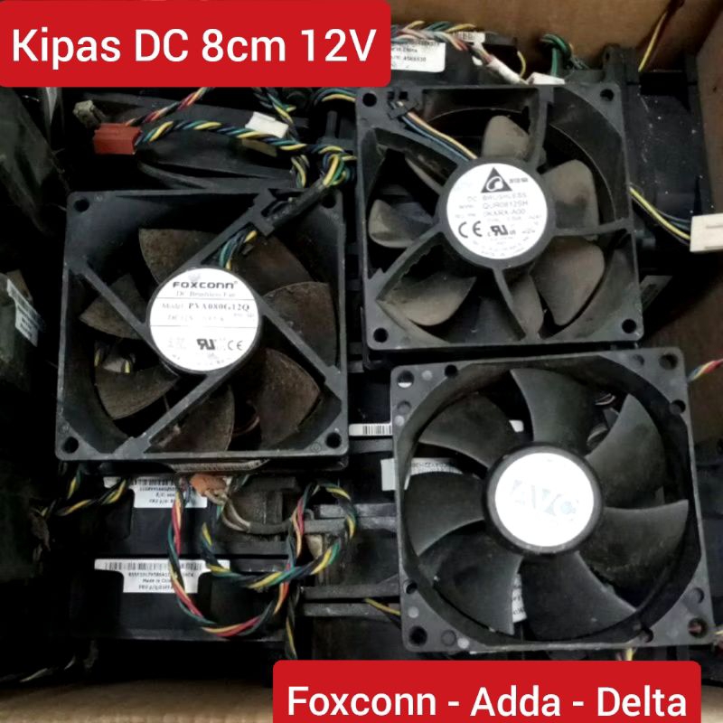 Kipas DC 8cm x 8 cm Merk Delta AVC Foxconn ADDA kipas kipas lebih kencang