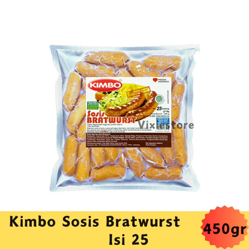 

Kimbo Beef Sausage Bratwurst Cocktail Frozen Food - Sosis Sapi Makanan Beku Isi 25 450gr