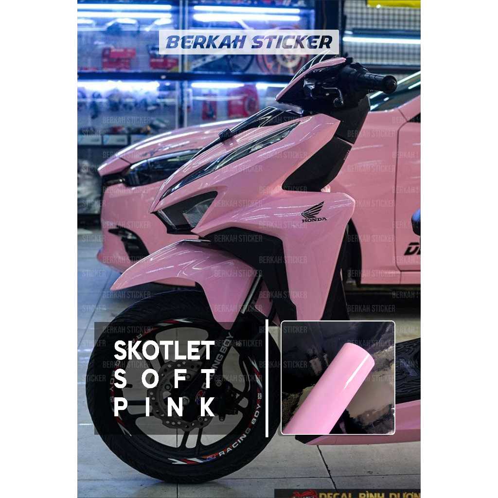 SKOTLET STIKER MOTOR PINK MUDA GLOSY SOFT PINK