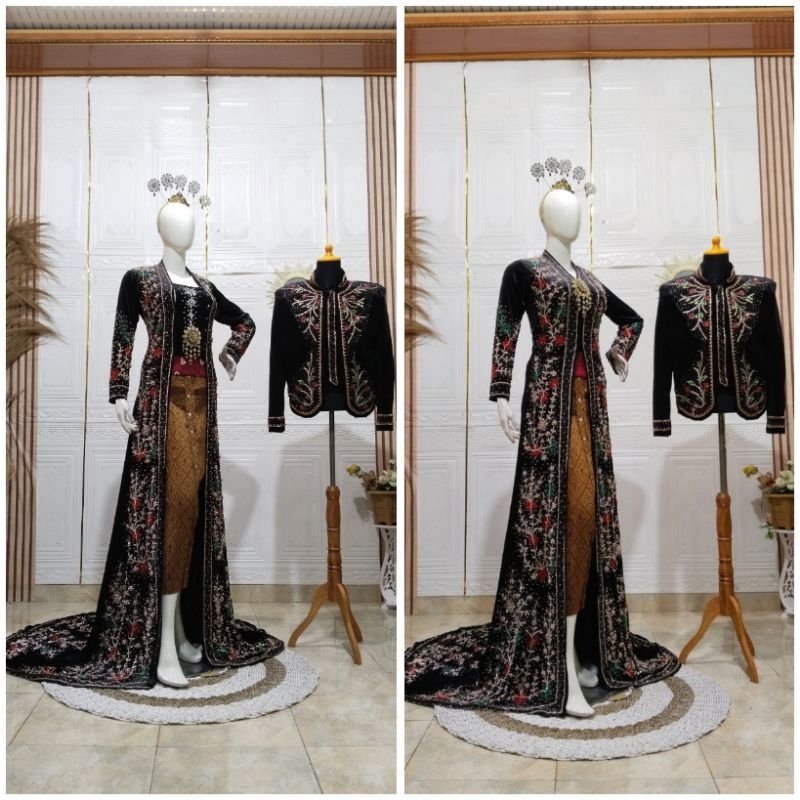 TERLARIS COUPLE BAJU PENGANTIN BLUDRU EKOR / BAJU WEDDING JAWA MODERN / GAUN DUYUNG BLUDRU / GAUN