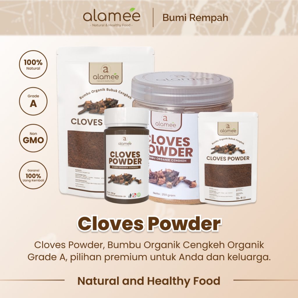 

ALAMEE Cengkeh Bubuk Clove Powder Ground Spice Murni Asli Tanpa Campuran Bumbu Organik 250g