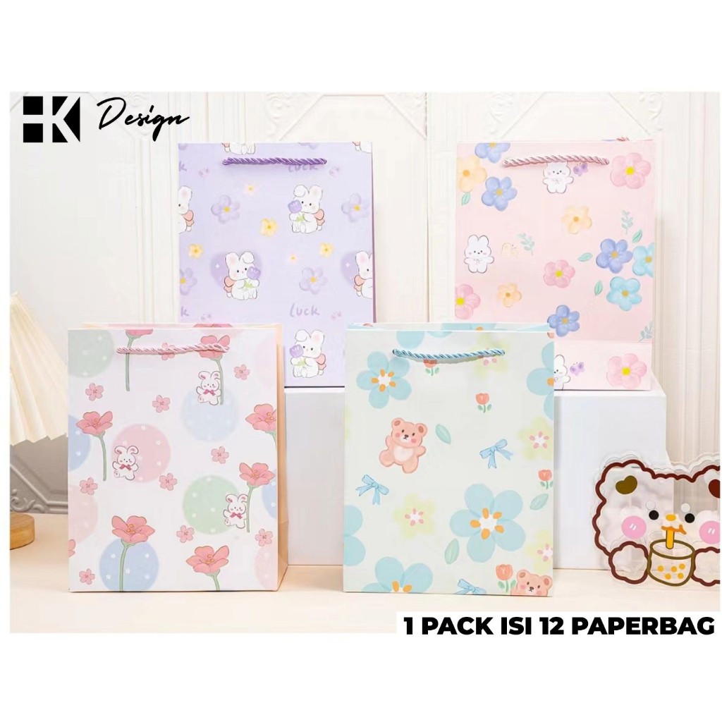 

[SD-401 12 PCS] PAPERBAG MOTIF UKURAN 24.5X19.5X9.5 TAS KADO ULANG TAHUN GOODIE BAG MOTIF