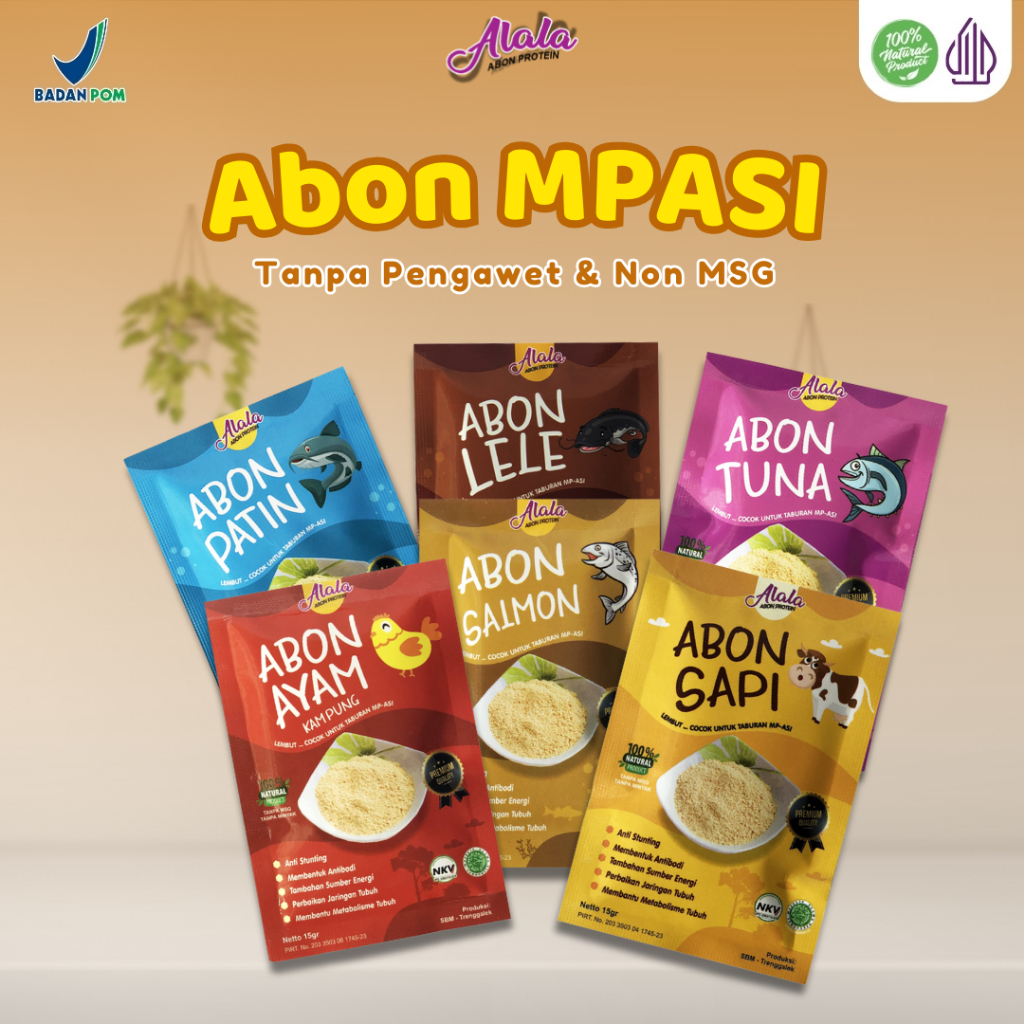 

Alala Abon Mpasi Tinggi Protein Tanpa Pengawet Penambah Nafsu Makan ORI 6 Rasa Anti GTM