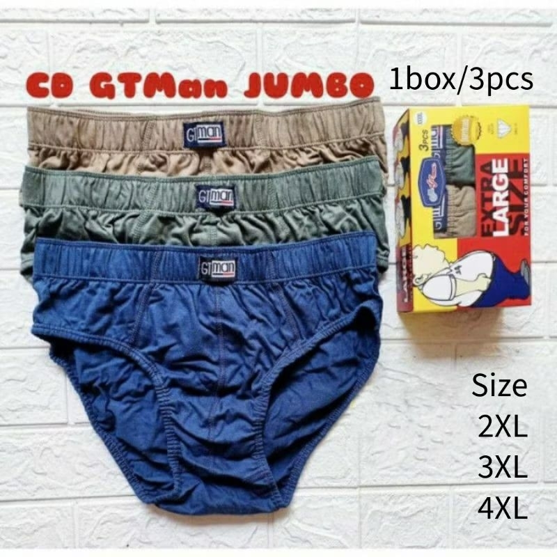 GT MAN MBS 01 Celana Dalam GT MAN Jumbo Celana Dalam Pria Jumbo 2XL-4XL (isi 3pcs)