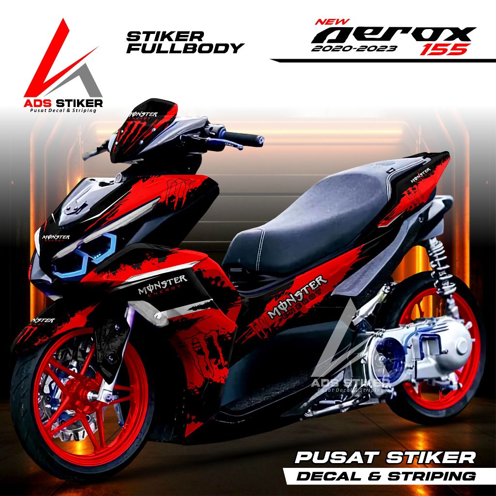 Decal Fullbody All New Aerox 155 Connected - Stiker Aerox New - Stiker Motor Aerox Brush Monster