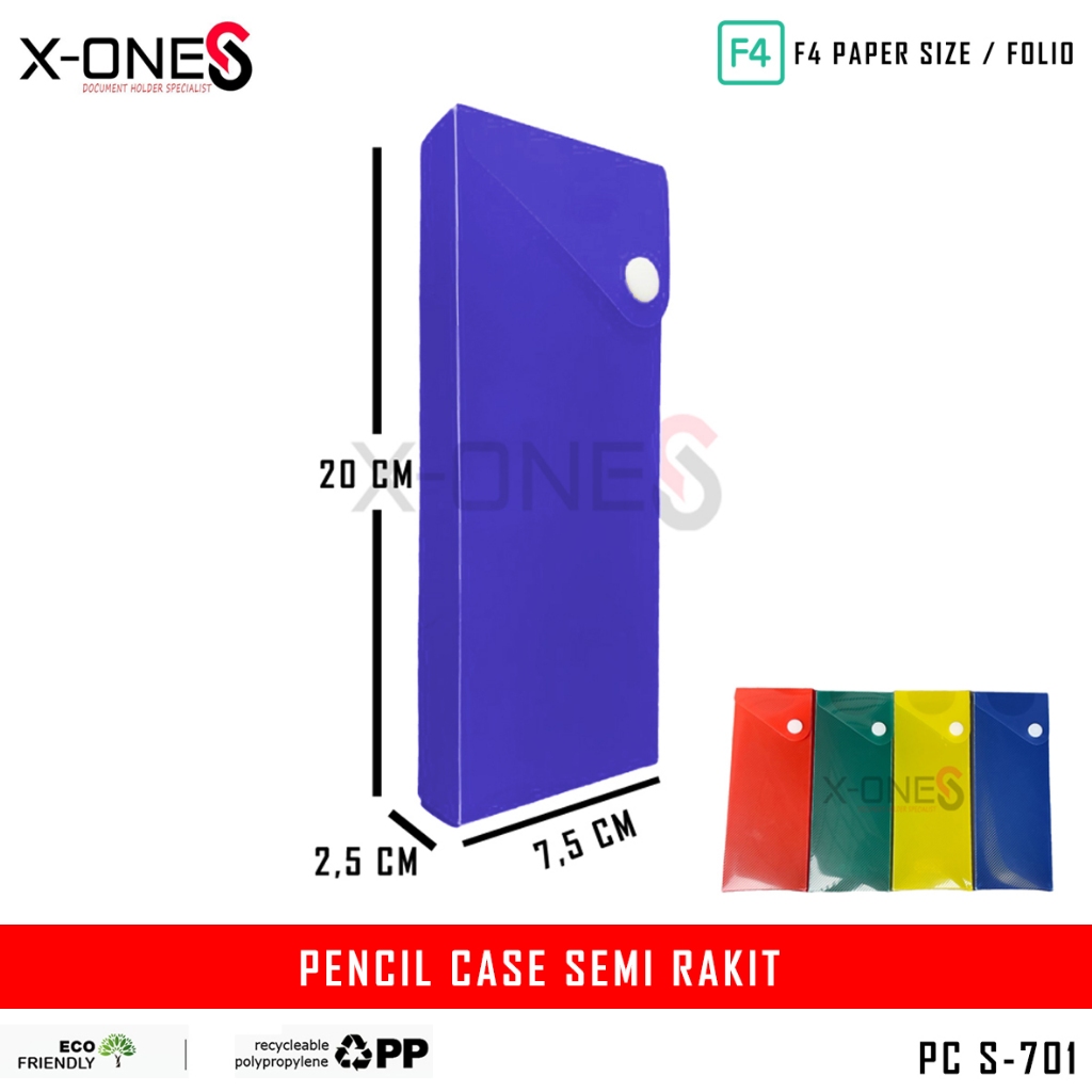 

X-ONE KOTAK PENSIL MURAH PLASTIK SEMI RAKIT PENCIL CASE KANCING MOTIF GARIS S-702LM