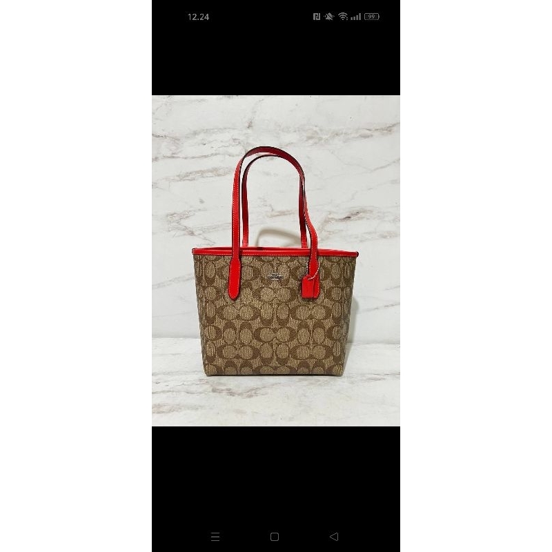 Ready 1pc Coach CN733 Mini City Tote Signature Glacier White