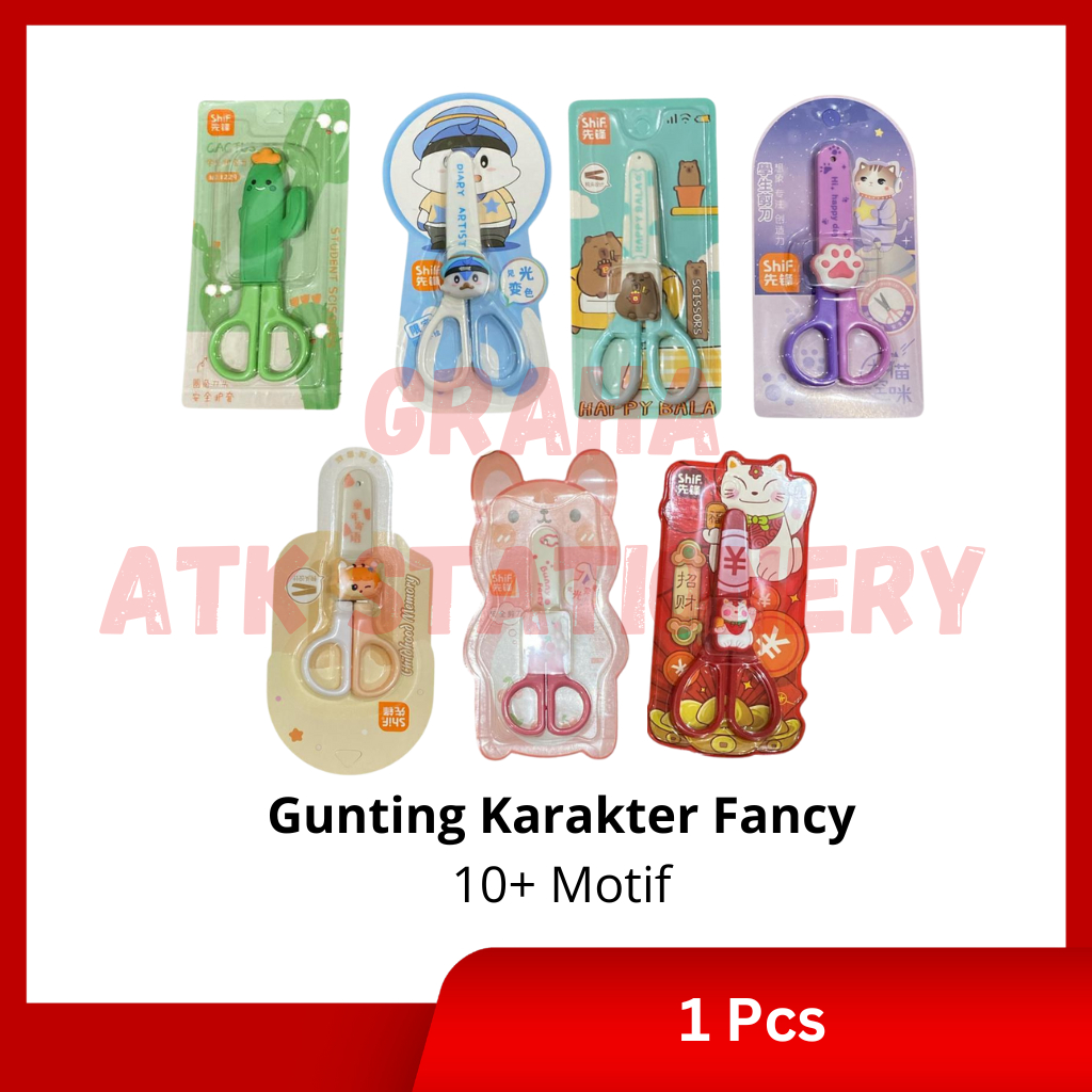 

[1 Pcs] Gunting Karakter Fancy Dengan Tutup Lucu / Safety Scissors Karakter Fancy Lucu Imut Viral