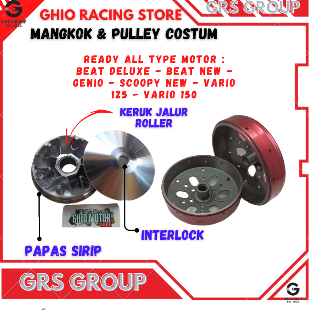 Paket Upgrade CVT All Matic Beat Fi eSp Scoopy Fi eSp Genio Mangkok Ganda Kartel Pulley Pully GRS