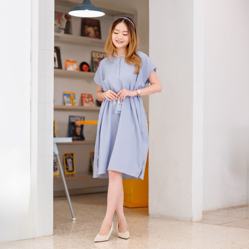 Yoojin midi dress - Dress wanita - Dress santai - Dress tangan pendek