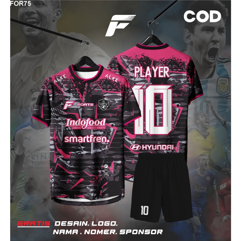JERSEY FUTSAL PINK HITAM CUSTOM NAMA DAN NOMER PUNGGUNG FULLPRINTING KEKINIAN KEREN MURAH COD