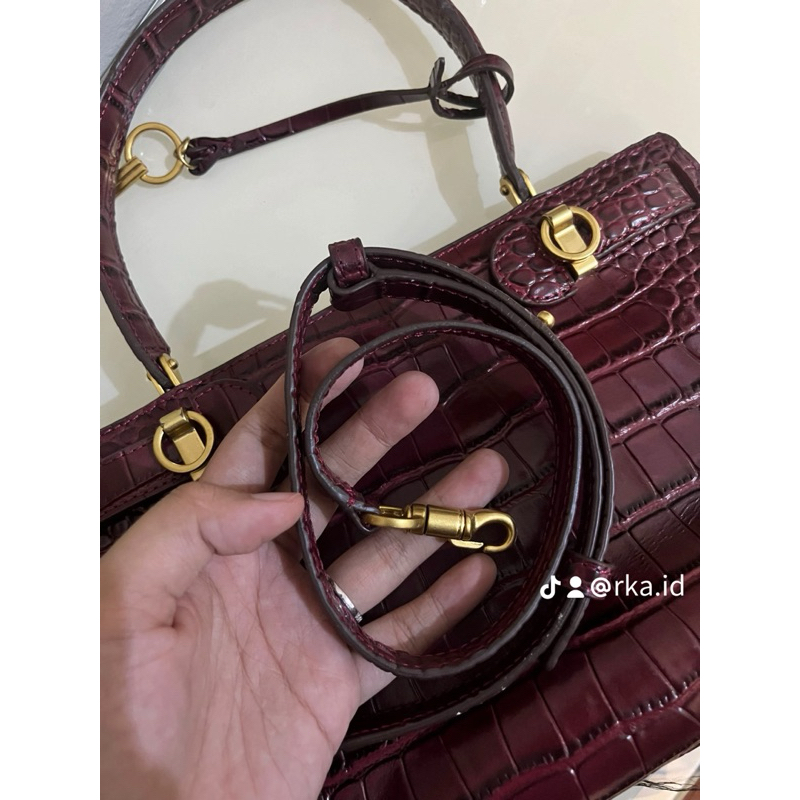 Tor2 Maroon Croco Tas Kanvas Kotak-Kotak