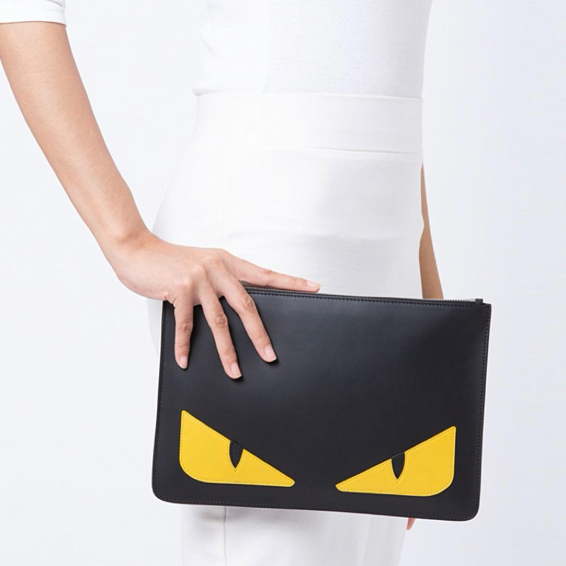 Original Fendi Bugs Monster Eyes Zipped Pouch / Pochette / Clutch Bag