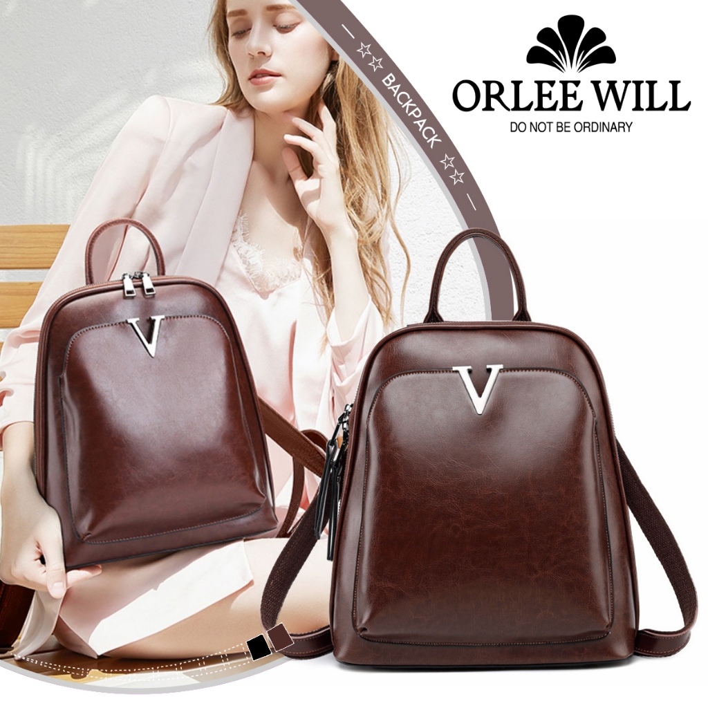 ORLEE WILL Tas Ransel Wanita Import Kulit Asli Backpack Wanita Premium OL-10