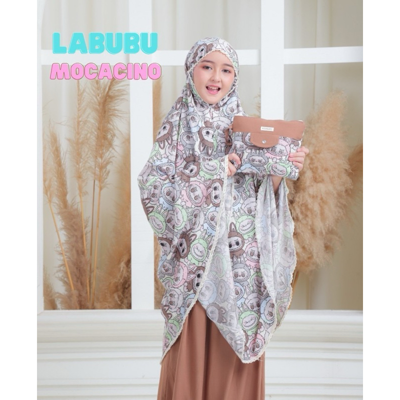 Mukena Anak Labubu Rayon 2in1 umur 10 -15 tahun