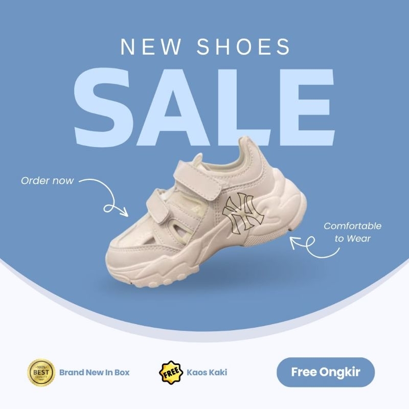 Sepatu Sandal Anak Anak MLB KIDS BigBall Chunky NY Yankees Mask White | Size 26 - 35 |