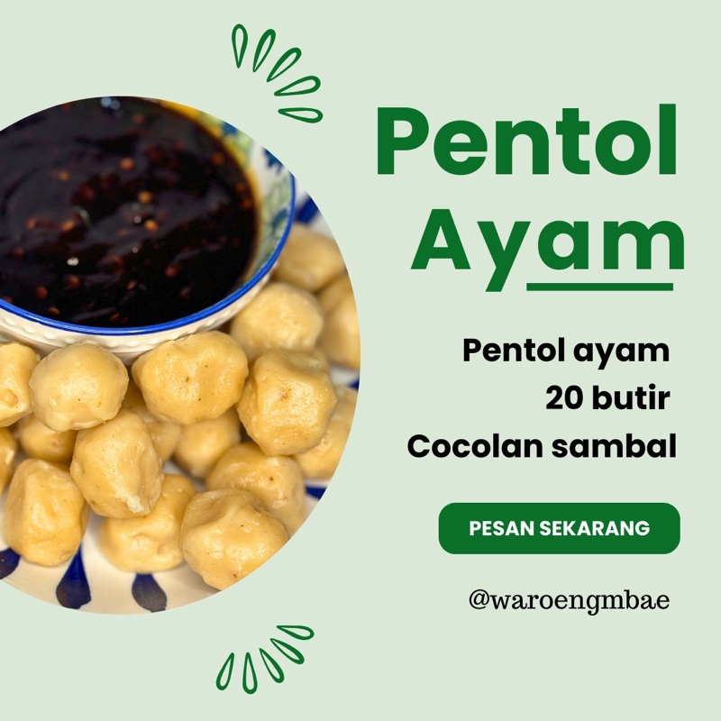 

Pentol Bakso Ayam 20 butir ukuran sedang plus cocolan sambal