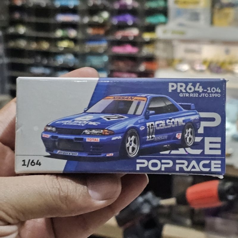 PR64 104 pop race Nissan GTR R32 JTC 1990 calsonic #12 blue not mini GT inno64