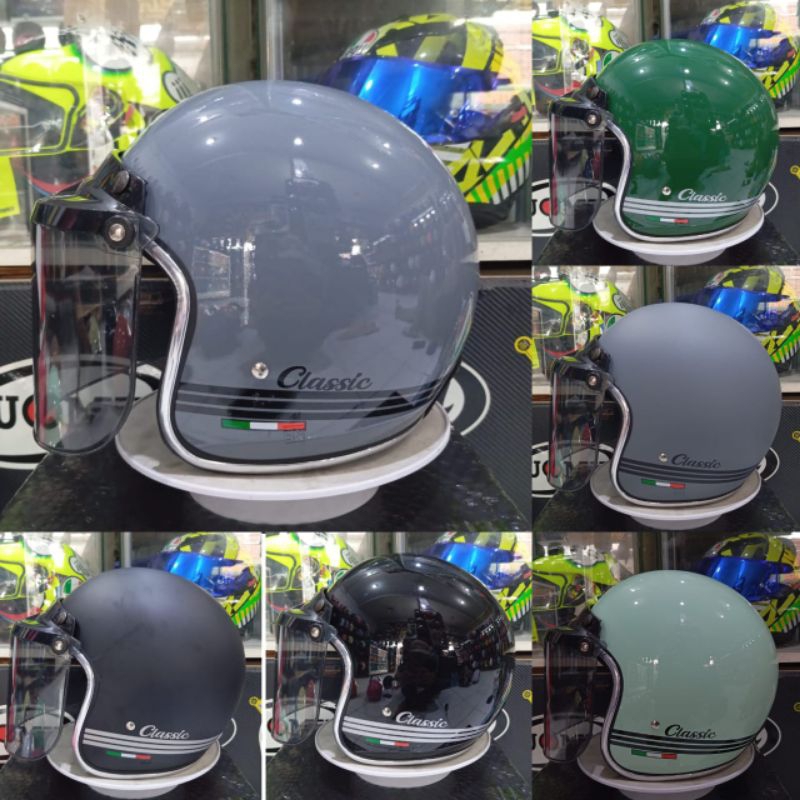 HELM RETRO BOGO CLASSIC SNI CEWE COWO + KACA