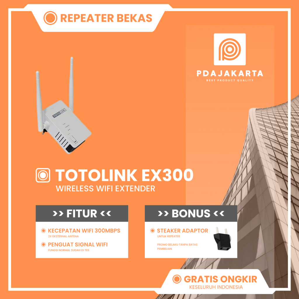 Repeater TOTOLINK EX300 HTG65415FG 300Mbps Wireless WiFi Extender 2 Antena Bekas Original