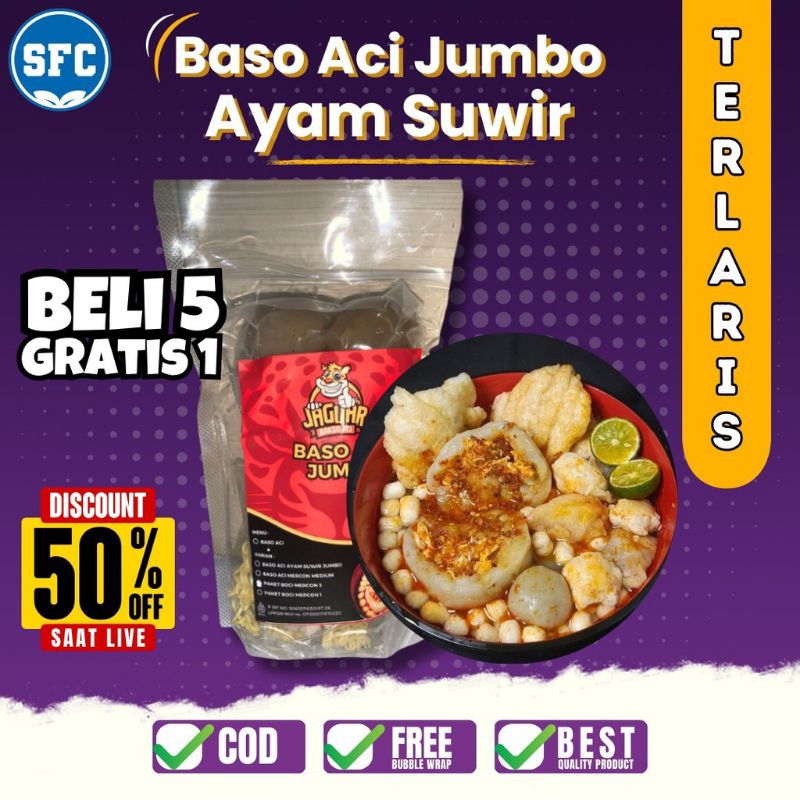 

BASO ACI AYAM SUWIR JUMBO EXTRA PEDAS/ BELI 5 BKS GRATIS 1 BKS