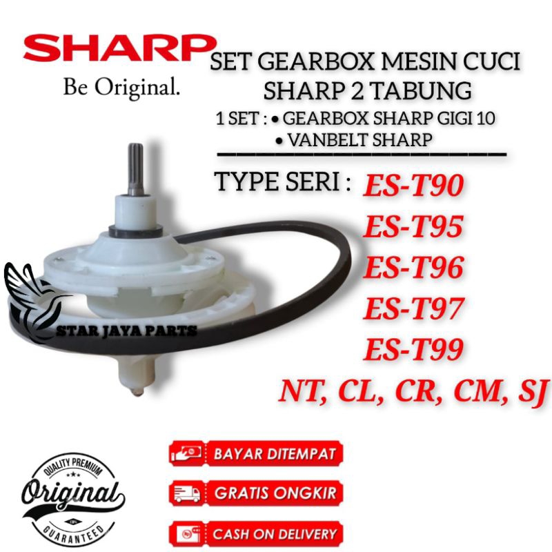 GEARBOX/GIRBOX/SET GEARBOX MESIN CUCI SHARP 2 TABUNG ORIGINAL ES-T90/ES-T95/ES-T96/ES-T97/ES-T99/NT/