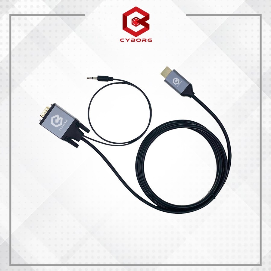 Cyborg HDMI to VGA Cable Converter + Audio 3.5mm 1.8 Meter