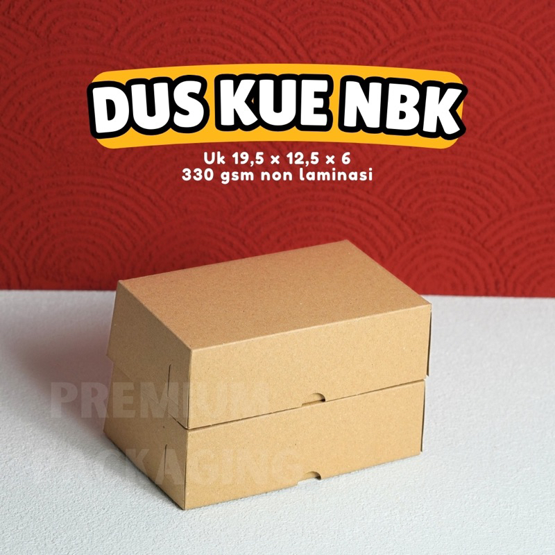 NBK Box Dus Kotak Snack Kue Jajan NBK 19,5x12,5x6cm / Kardus Box Snack Kue Hajatan KRAFT Coklat