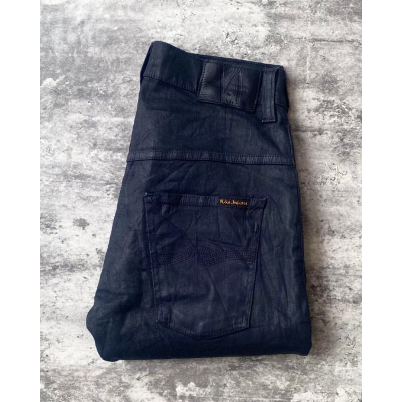 nudie jeans black coated non selvedge