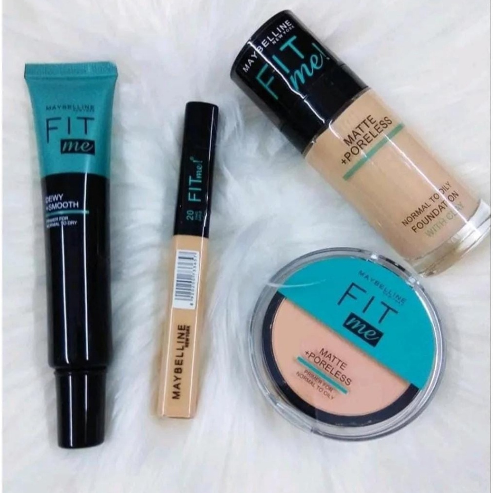 Kejar Promo Maybeline Fit me set Foundation 4 in 1  MakeUp Set 4 in 1  Foundation  Bedak  Primer  Co