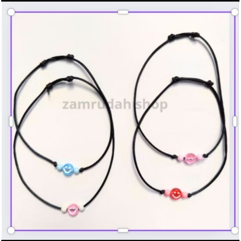 Gelang Kaki Tali Hitam/ Gelang Kaki Manik Smile