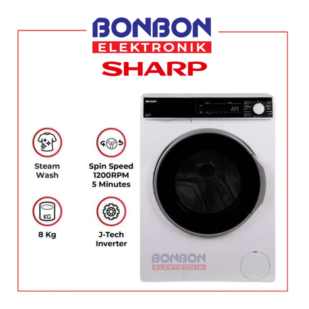 Mesin Cuci Front Loading Sharp ES-FL1280XT 8kg Putih