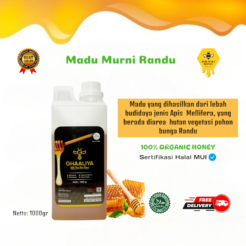

Madu Murni Randu 100% Asli 1000gr by Ghaaliya Madu