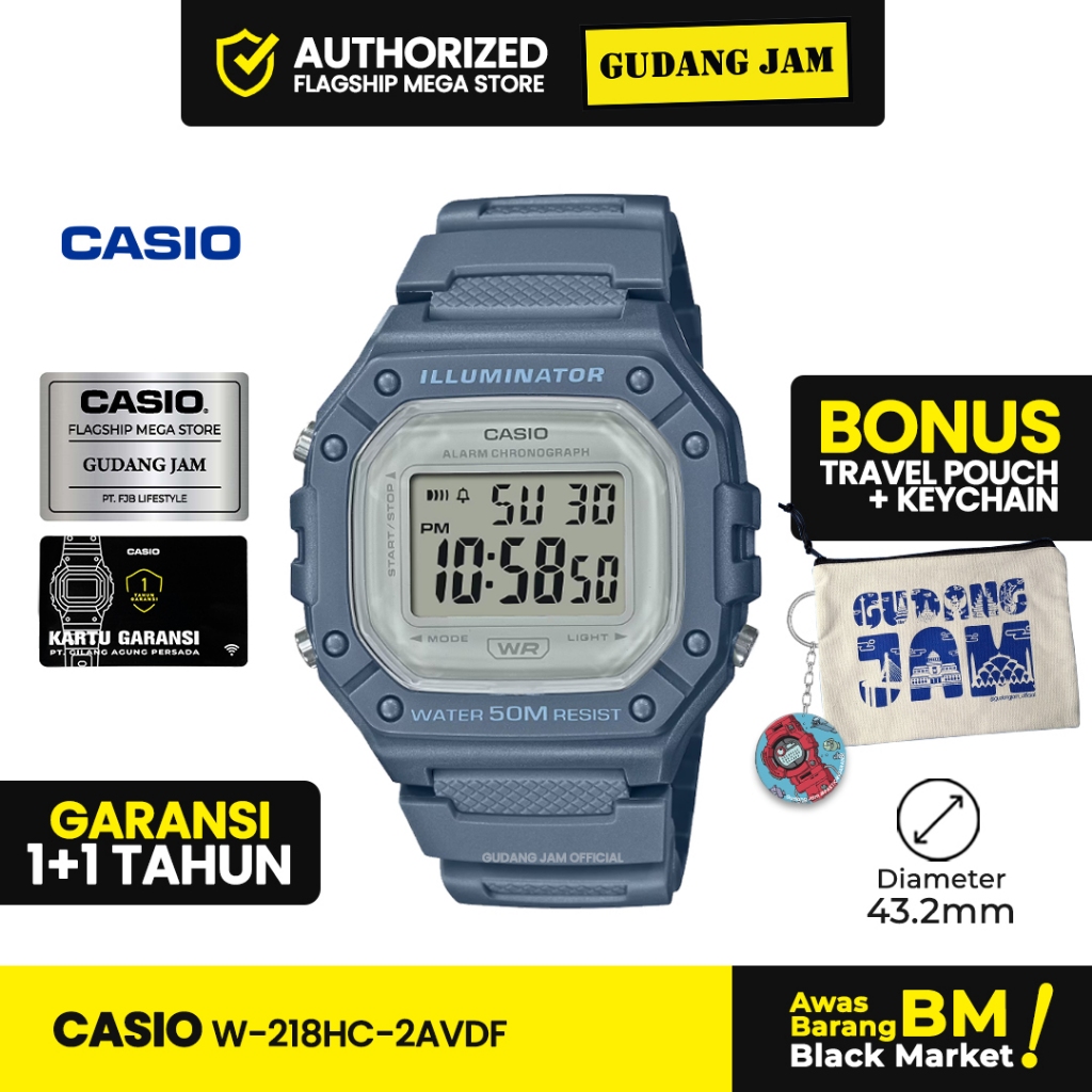 Jam Tangan Casio W-218HC-2AVDF W-218HC W-218 W218HC W 218HC