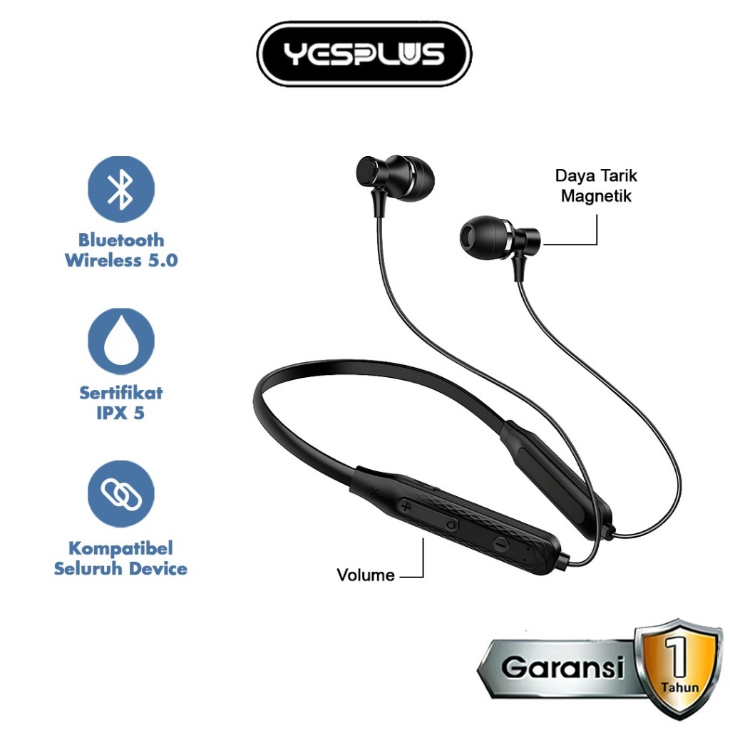 YESPLUS YS-609 Headset Wireless 5.0 Sport Hitam